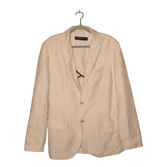 NAUTICA $295 Stone Beige Linen‎ Cotton Two Button Blazer Men's Medium - Picture 1 of 5